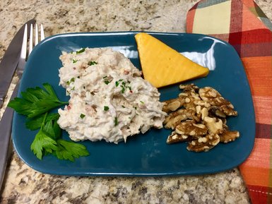 Tuna Salad with Cheddar Cheese and Walnuts